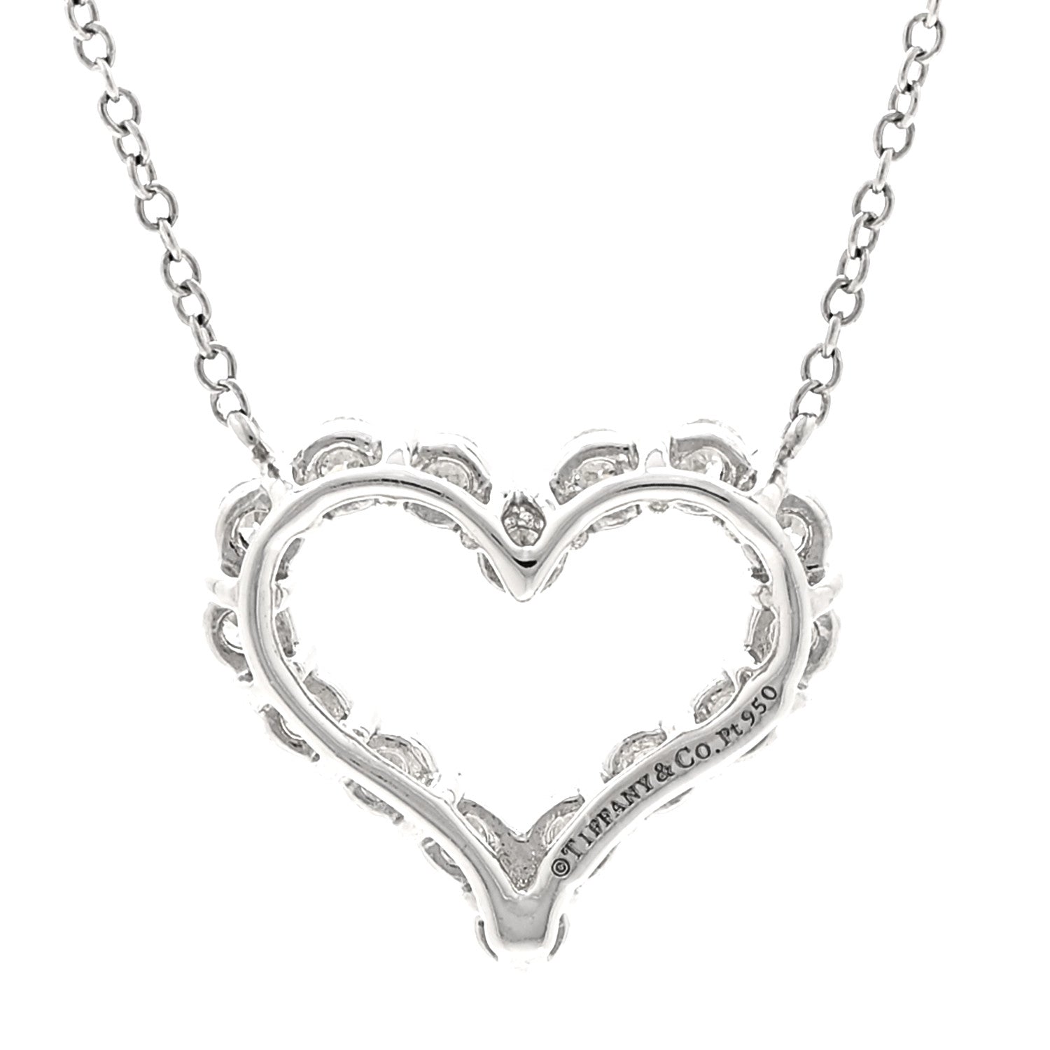 Tiffany Platinum Diamond Small Heart Pendant Necklace 4 of 5