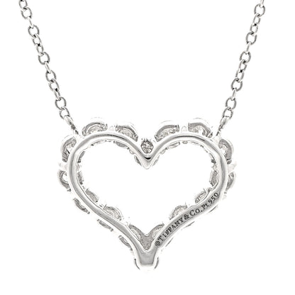 Tiffany Platinum Diamond Small Heart Pendant Necklace 4 of 5