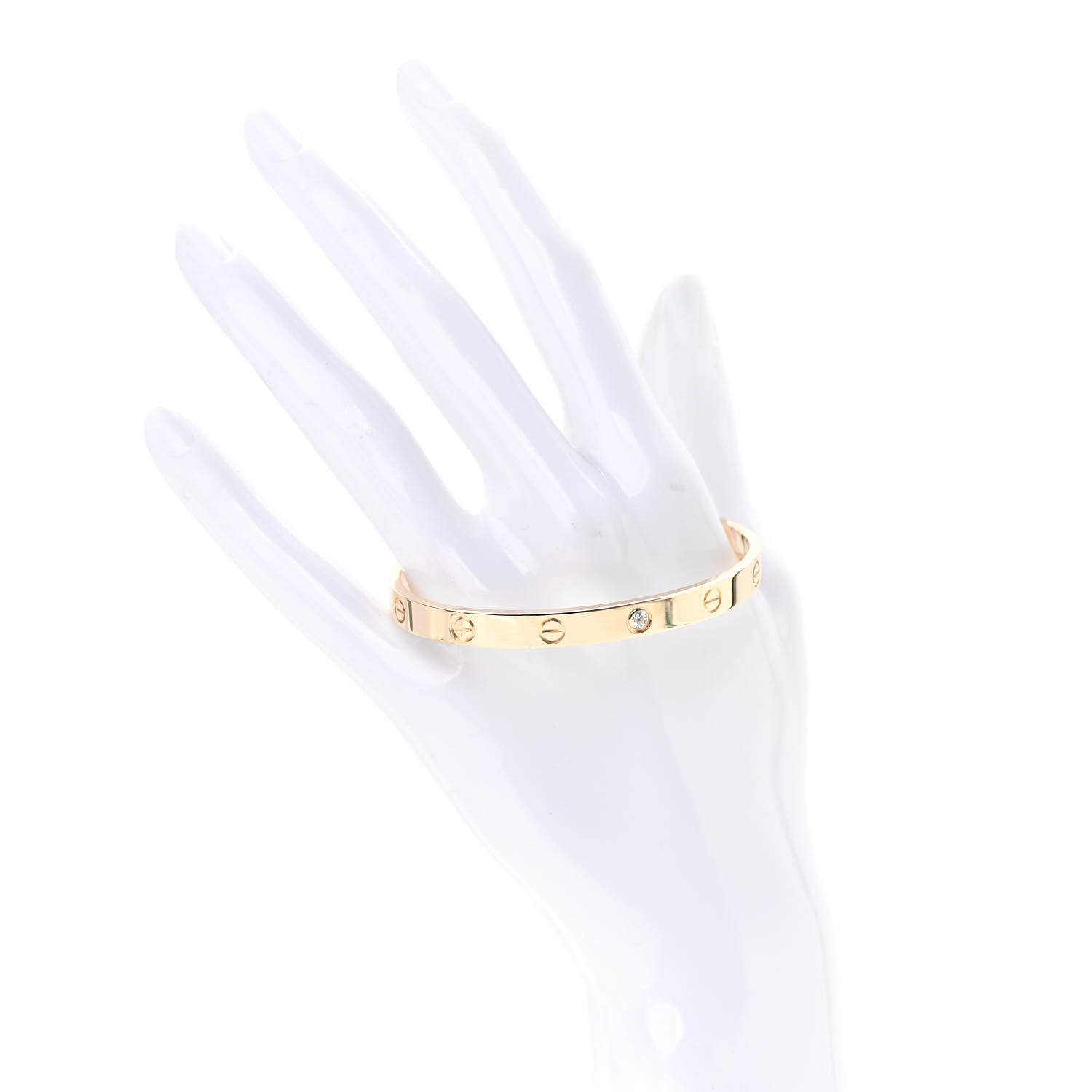 Cartier 18K Yellow Gold 1 Diamond LOVE Cuff Bracelet 18 2 of 6