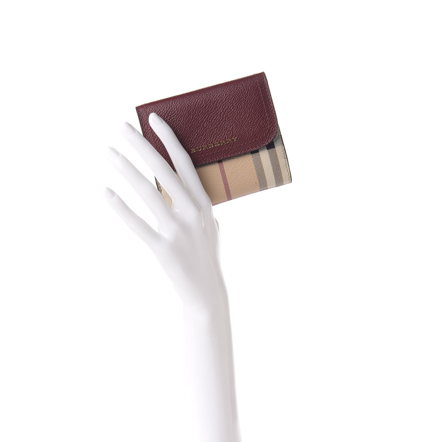 Burberry House Check Luna French Wallet Burgundy 2 of 7