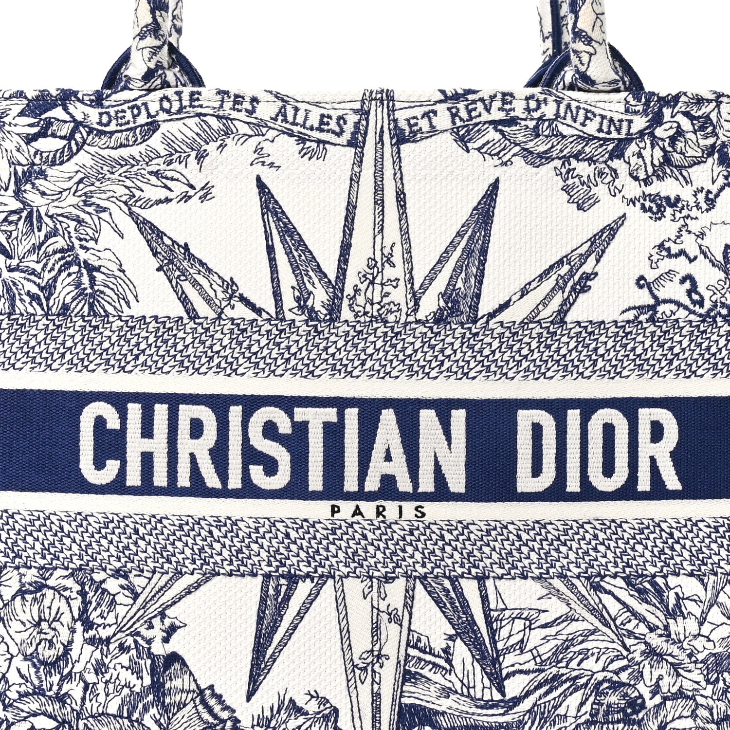 Christian Dior Canvas Embroidered Medium Reve d'Infini Book Tote Blue 8 of 10