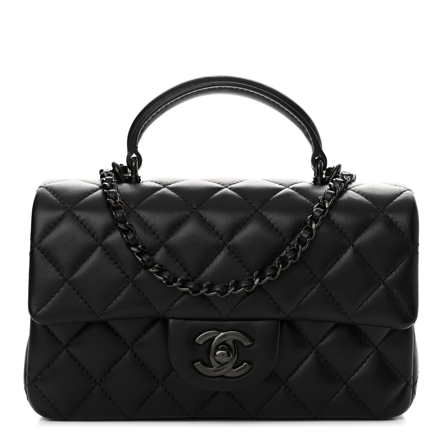 Chanel Lambskin Quilted Mini Top Handle Rectangular Flap So Black 1 of 10