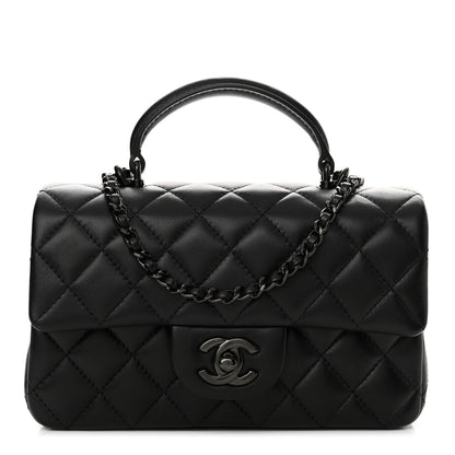 Chanel Lambskin Quilted Mini Top Handle Rectangular Flap So Black 1 of 10