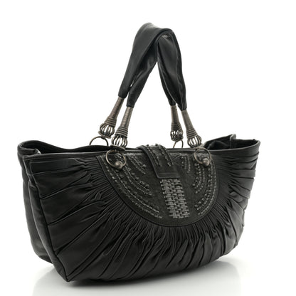 Christian Dior Lambskin Plisse Pleated Basket Tote Bag Black 3 of 10