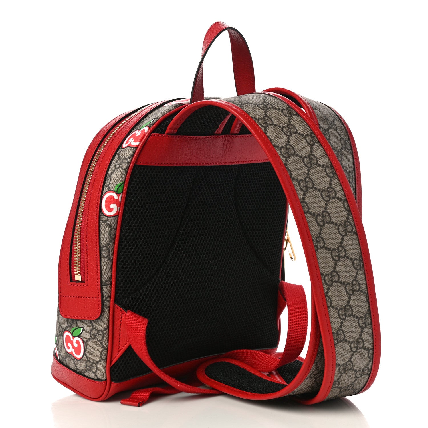 Gucci GG Supreme Monogram Apple Small Retro Interlocking G Day Backpack Beige Multicolor Lobster Red 3 of 11