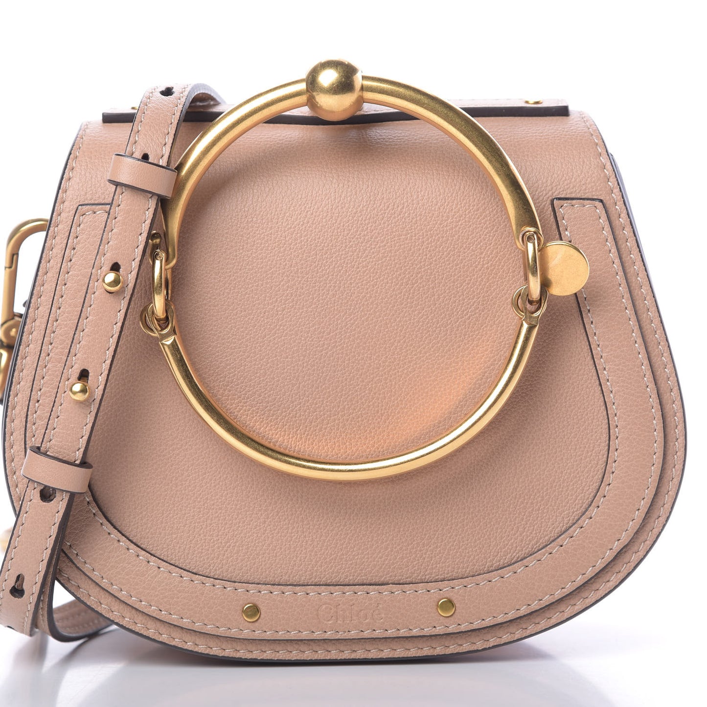 Calfskin Suede Small Nile Bracelet Bag Biscotti Beige