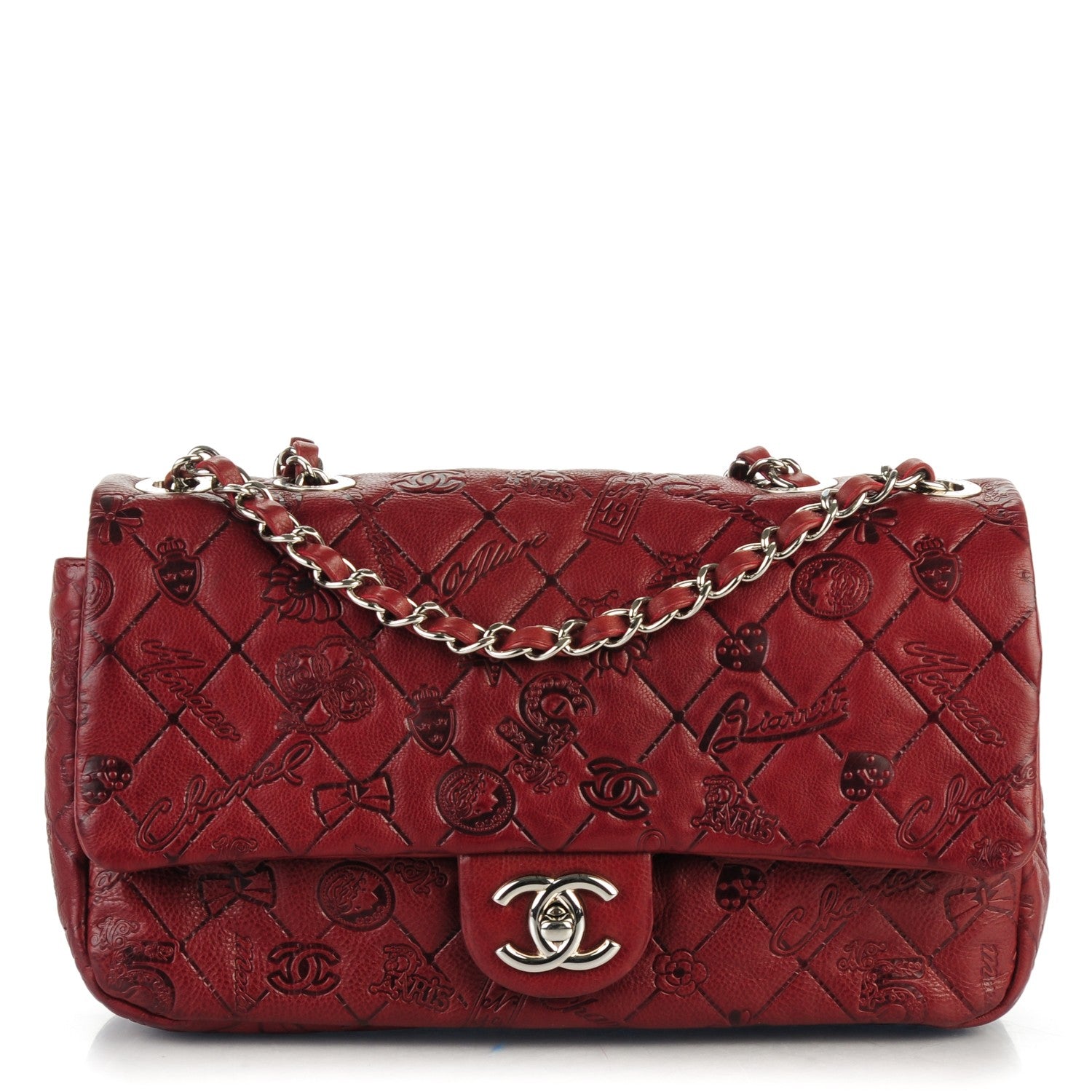 Chanel Calfskin Quilted Medium Lucky Symbols Flap Dark Red 1 of 7