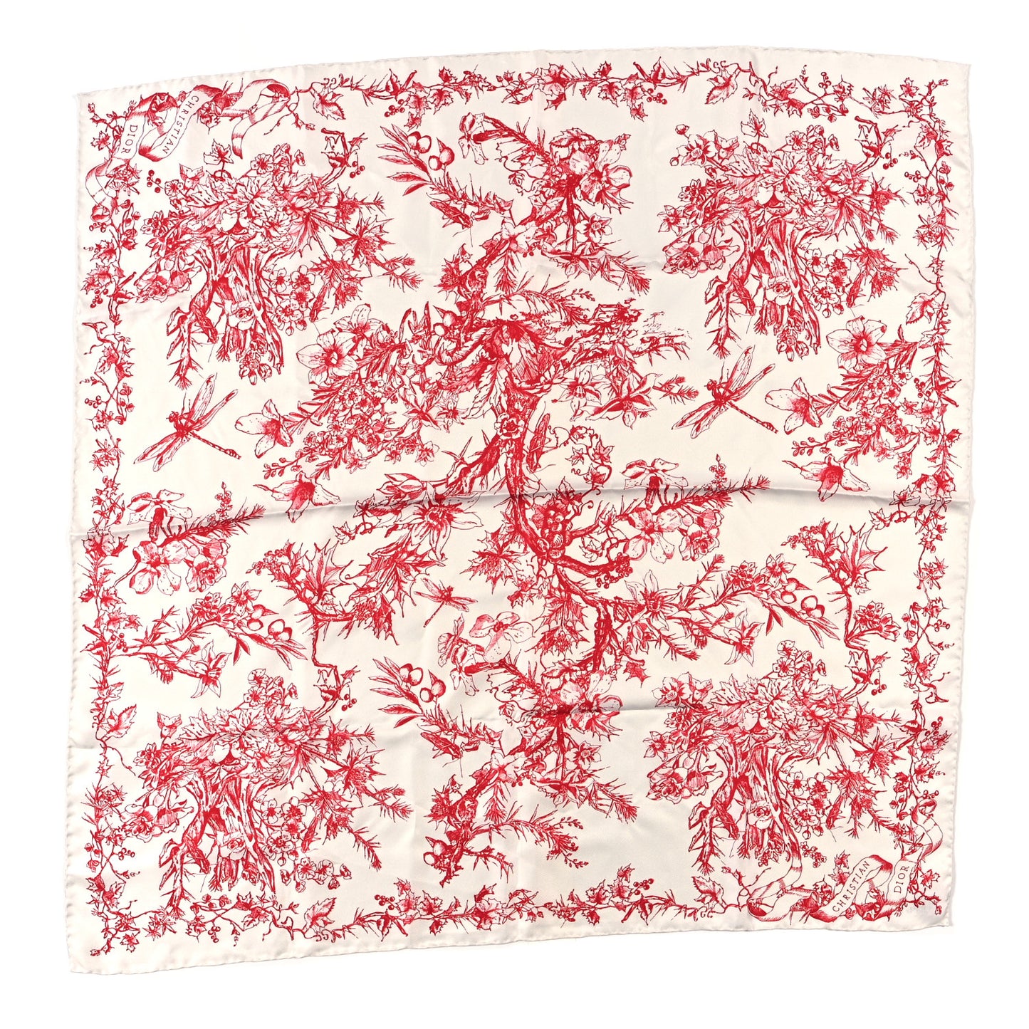 Silk Toile De Jouy Scarf Red
