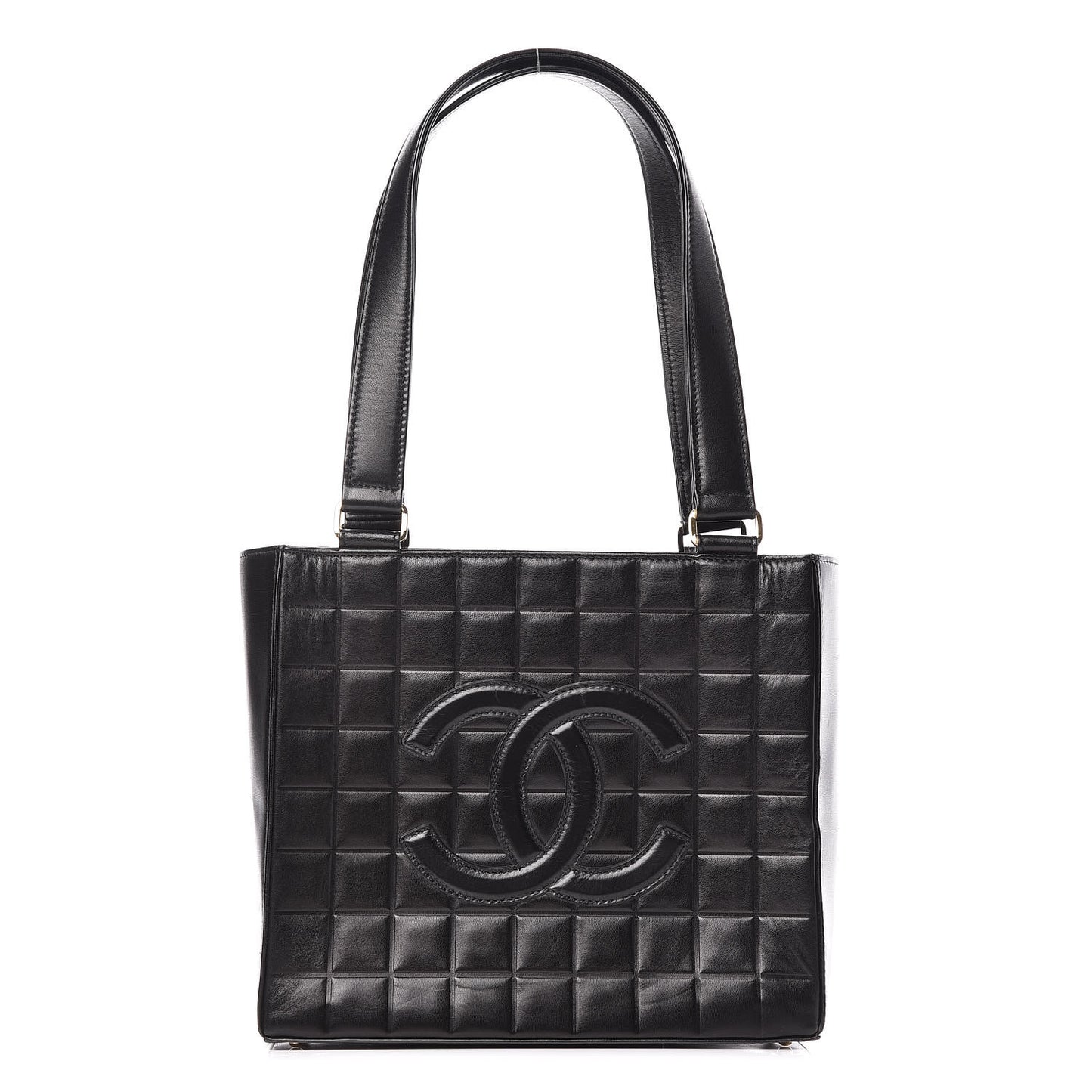 Lambskin Quilted Chocolate Bar Tote Black
