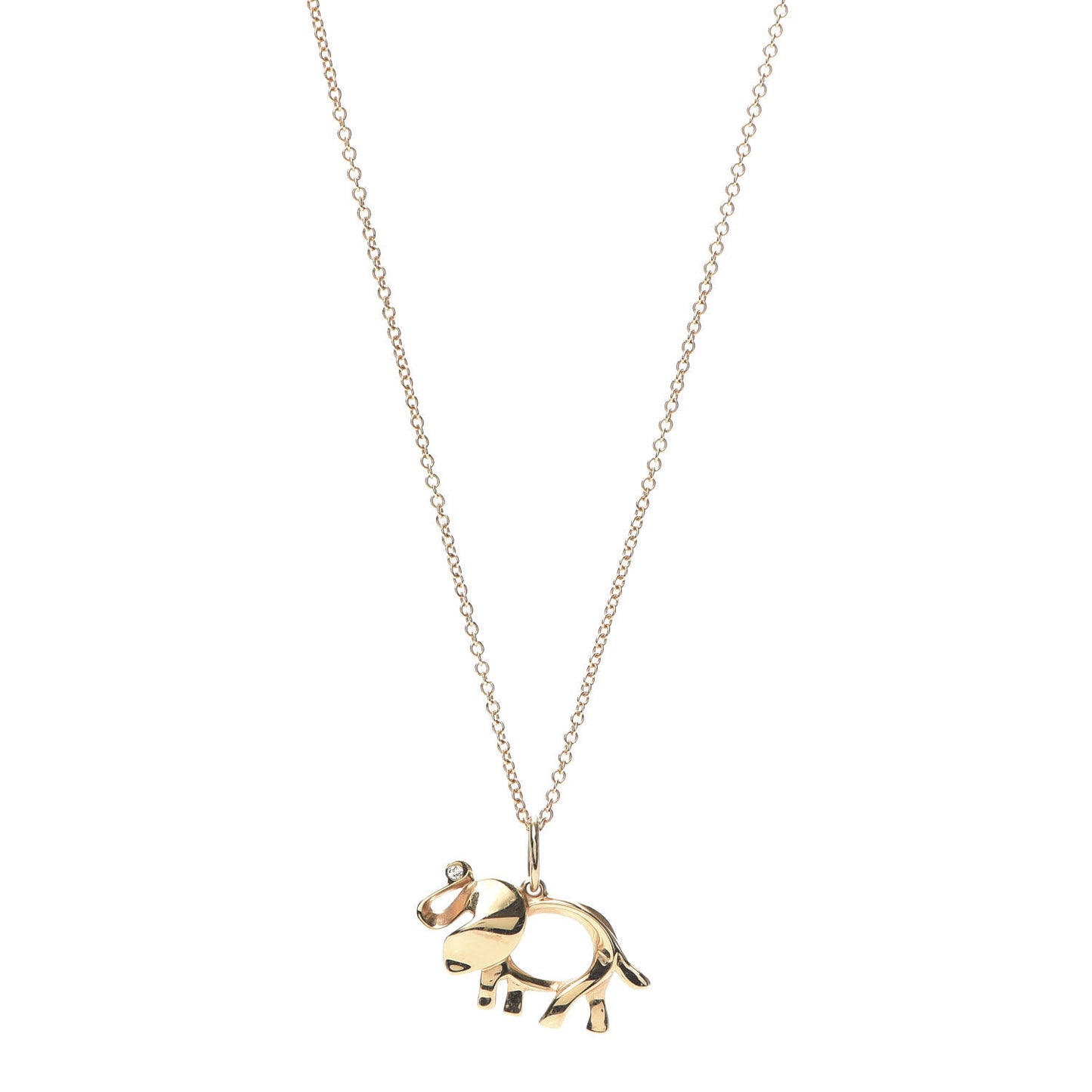 18K Rose Gold Diamond Save The Wild Elephant Pendant Necklace