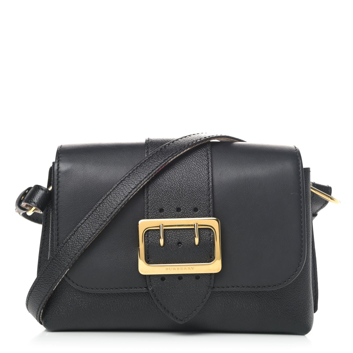 Burberry Soft Grain Calfskin Small Buckle Tote Black 1 of 4