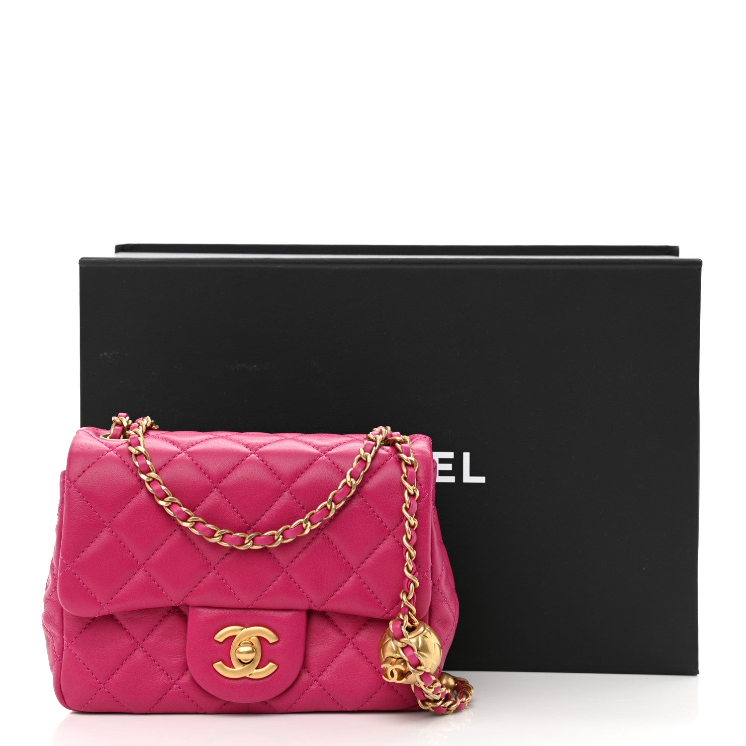 Chanel Lambskin Quilted Mini Pearl Crush Flap Fuchsia 11 of 11