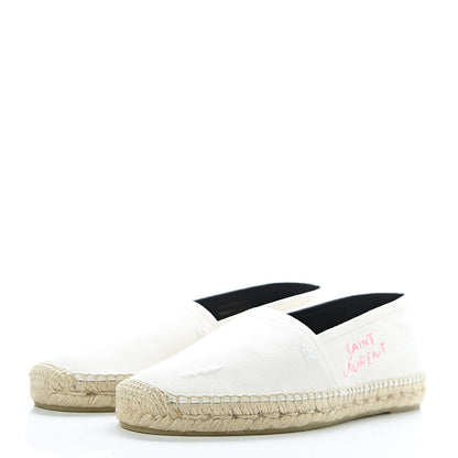 Saint Laurent Canvas Elba Logo Embroidered Espadrilles 41 Panna 3 of 10