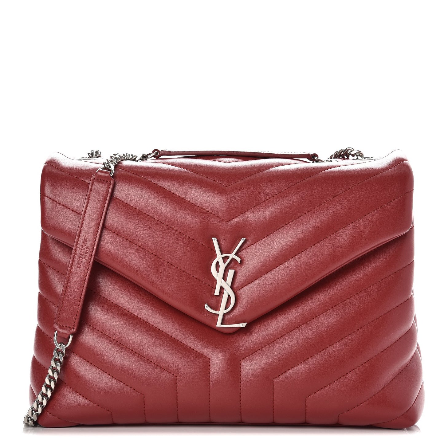 Calfskin Y Quilted Monogram Medium Loulou Chain Satchel Lipstick Red