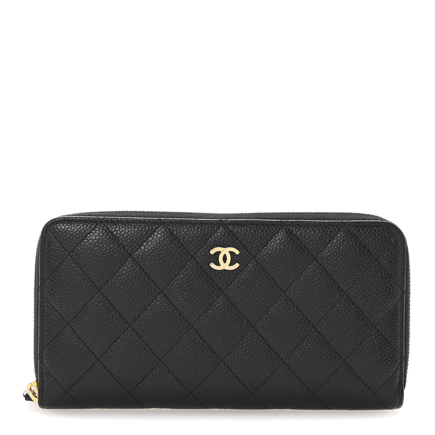 Chanel Caviar Quilted Large Gusset Zip Around Wallet Black 1 of 10