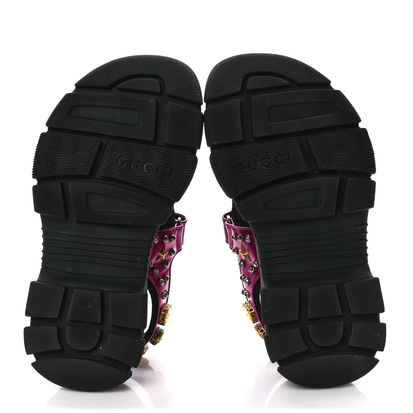 Nappa Mesh Crystal Embellished Studded Womens Aguru Sandals 38 Pink Black