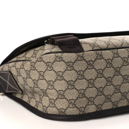 Gucci GG Plus Monogram Medium Double Buckle Flap Messenger Bag Beige Dark Brown 8 of 10