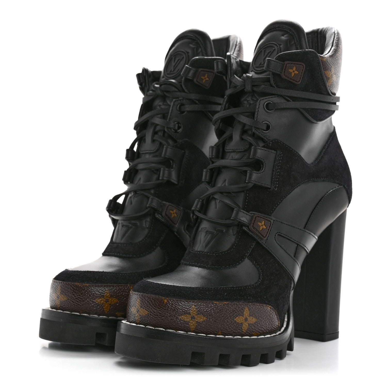 Louis Vuitton Suede Calfskin Monogram Star Trail Ankle Boots 39 Black 4 of 9
