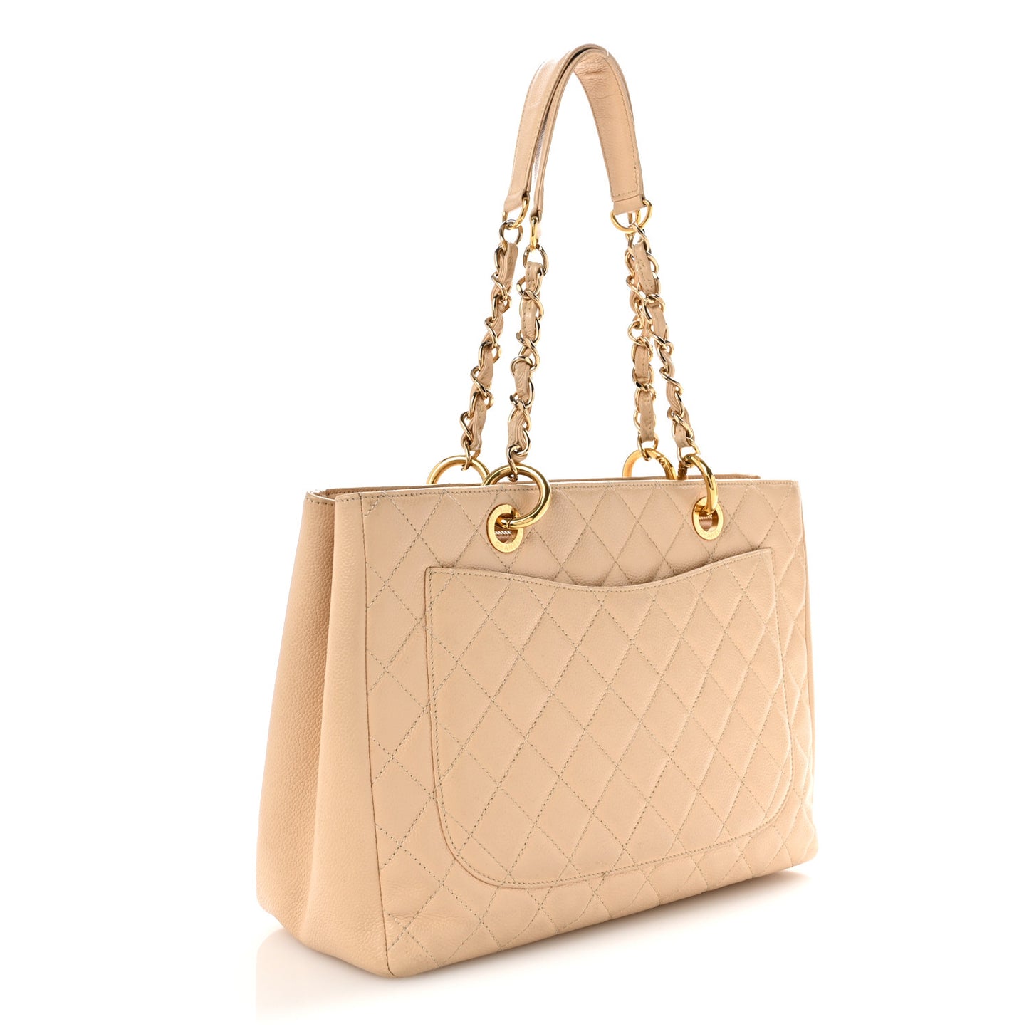 Caviar Quilted Grand Shopping Tote GST Beige Clair