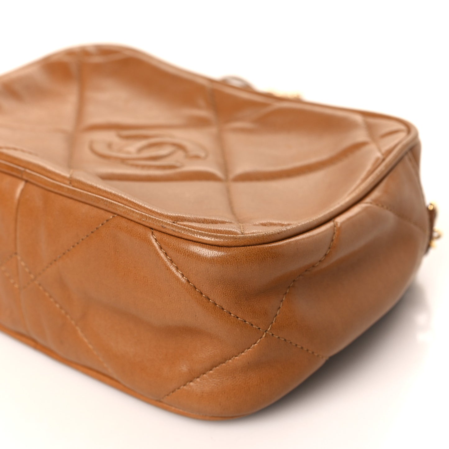 Lambskin Quilted Tassel Camera Bag Brown