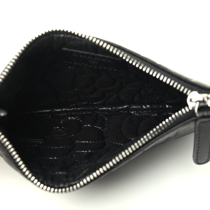 Chanel Goatskin Camellia Embossed Cosmetic Pouch Black 3 of 3