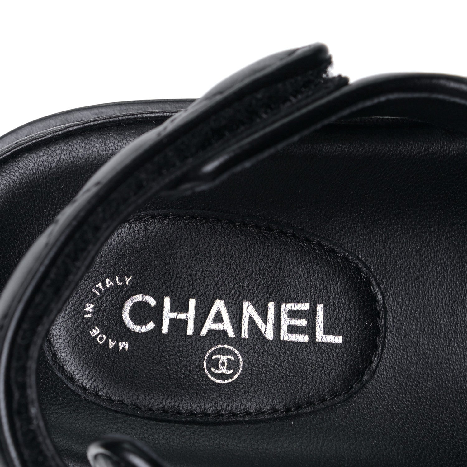 Chanel Lambskin Velcro Dad Sandals 38 Black 7 of 8