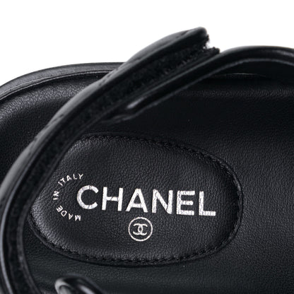 Chanel Lambskin Velcro Dad Sandals 38 Black 7 of 8