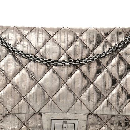 Chanel Metallic Calfskin Striped 2.55 Reissue 226 Flap Dark Silver 8 of 13