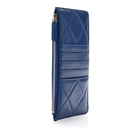 Chanel Shiny Goatskin Quilted Chanel 19 Flat Wallet Pouch Blue 3 of 7