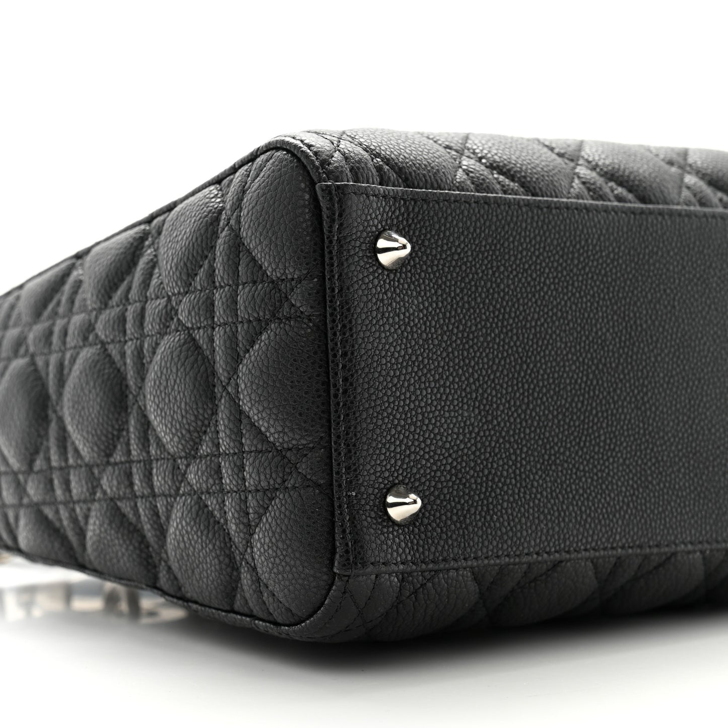Grained Calfskin Cannage Medium Lady Dior Black