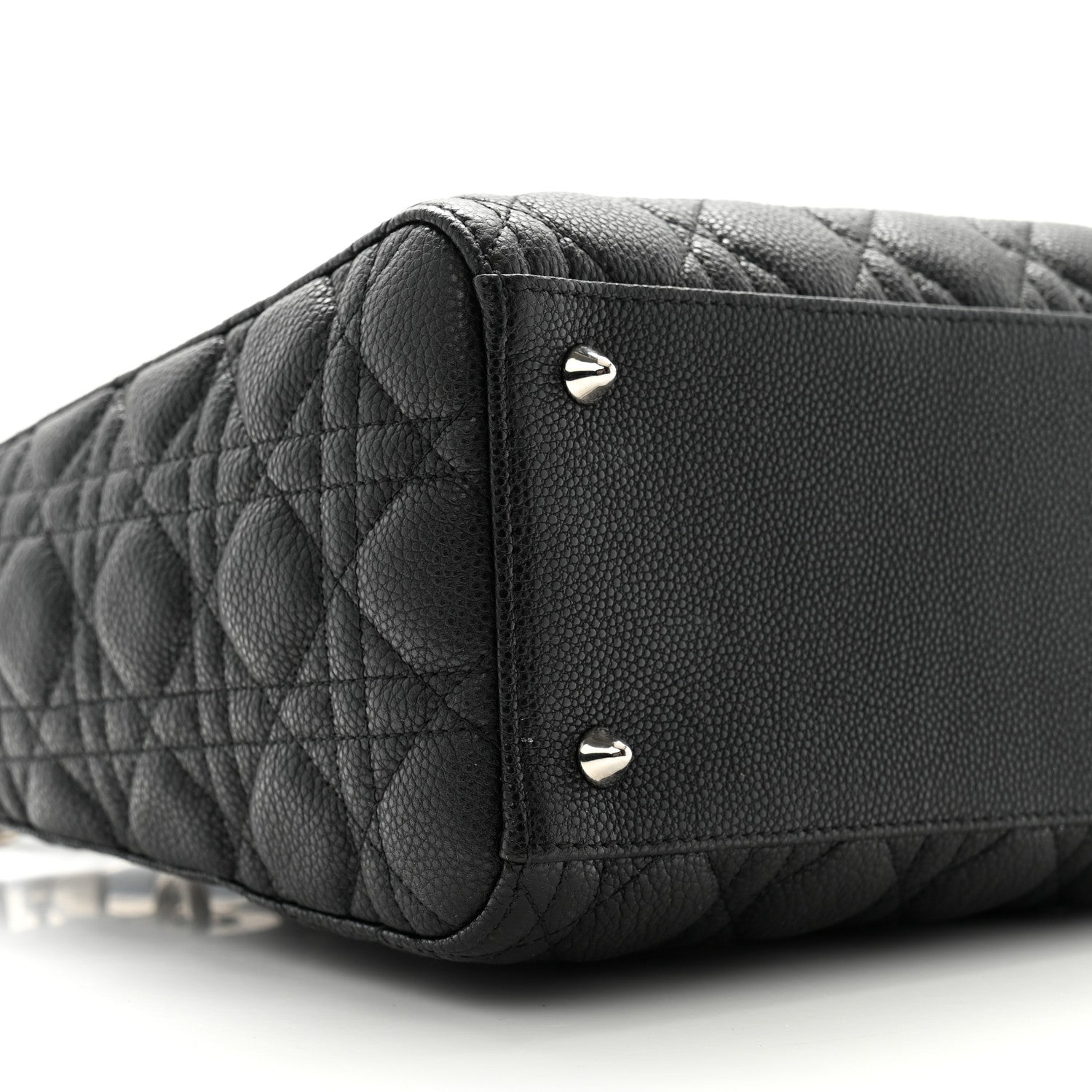 Christian Dior Grained Calfskin Cannage Medium Lady Dior Black 9 of 11