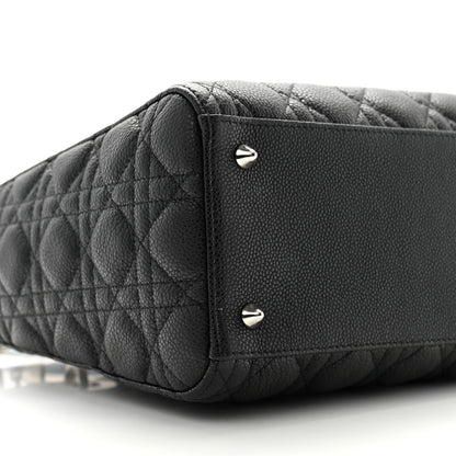 Christian Dior Grained Calfskin Cannage Medium Lady Dior Black 9 of 11