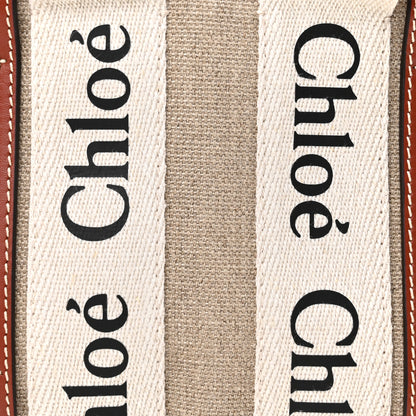 Chloe Cotton Calfskin Mini Woody Ribbon Tote White Brown 7 of 9