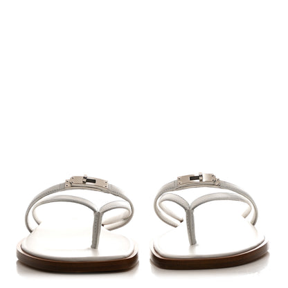 Hermes Calfskin Miss Sandals 36 White 3 of 8
