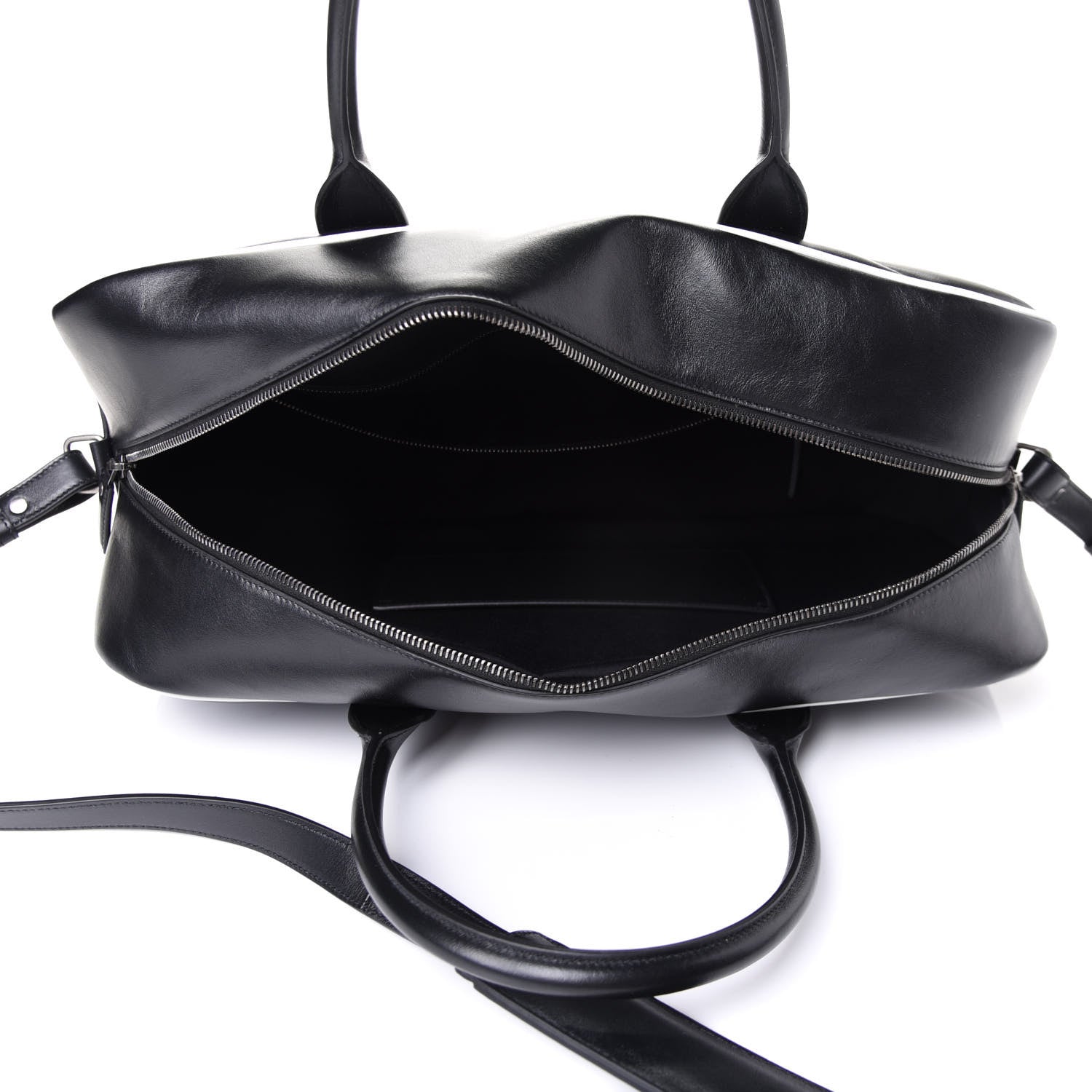 Saint Laurent Calfskin Medium Miles Logo Bowler Duffel Bag Black 5 of 12