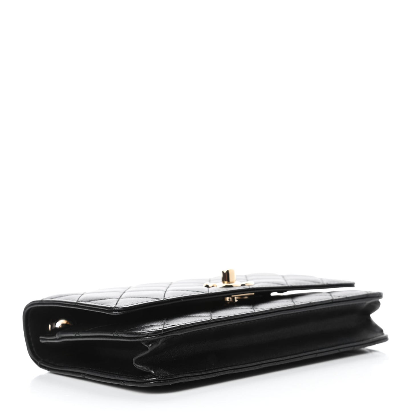 Lambskin Quilted Trendy CC Wallet On Chain WOC Black