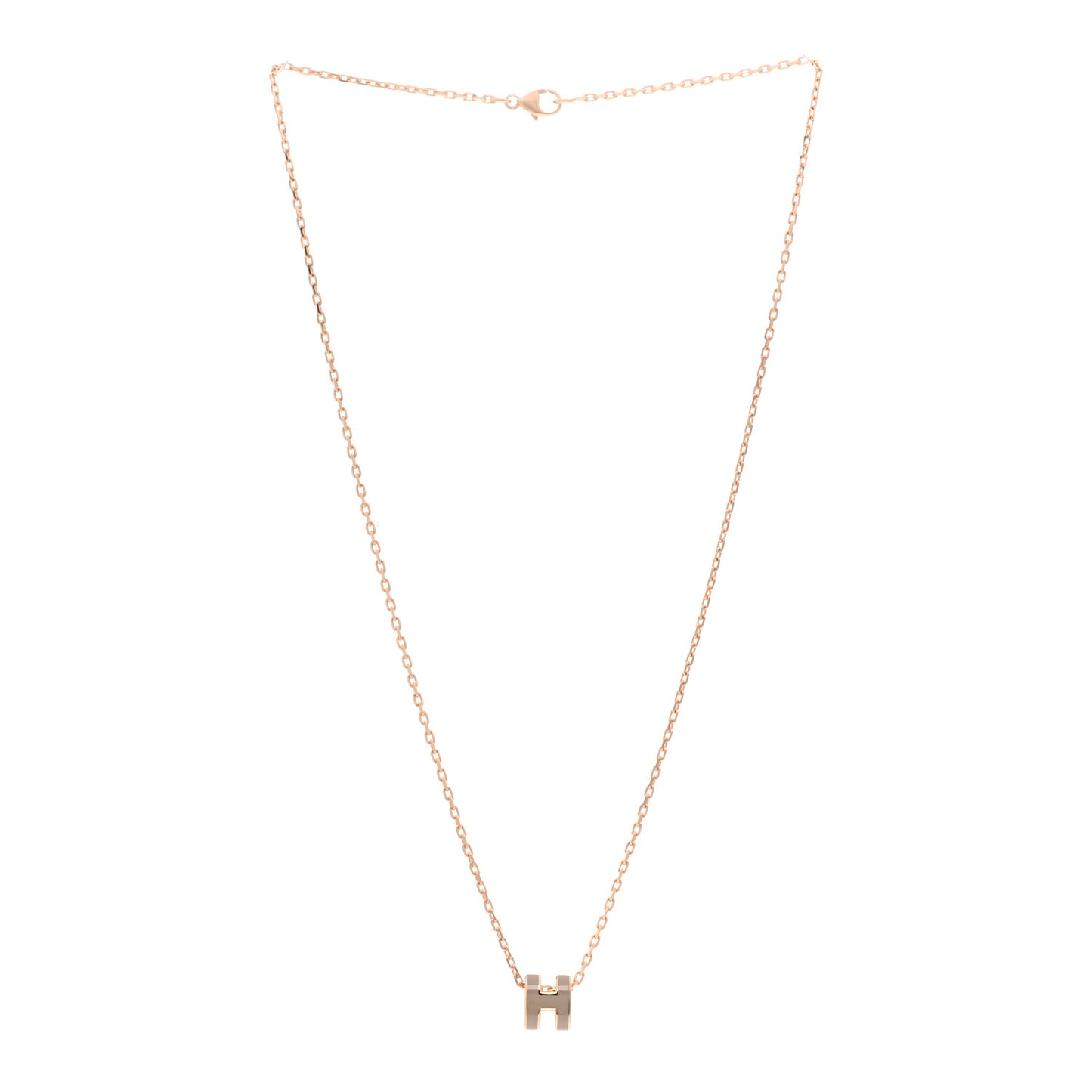 Lacquered Rose Gold Mini Pop H Pendant Necklace Marron Glace
