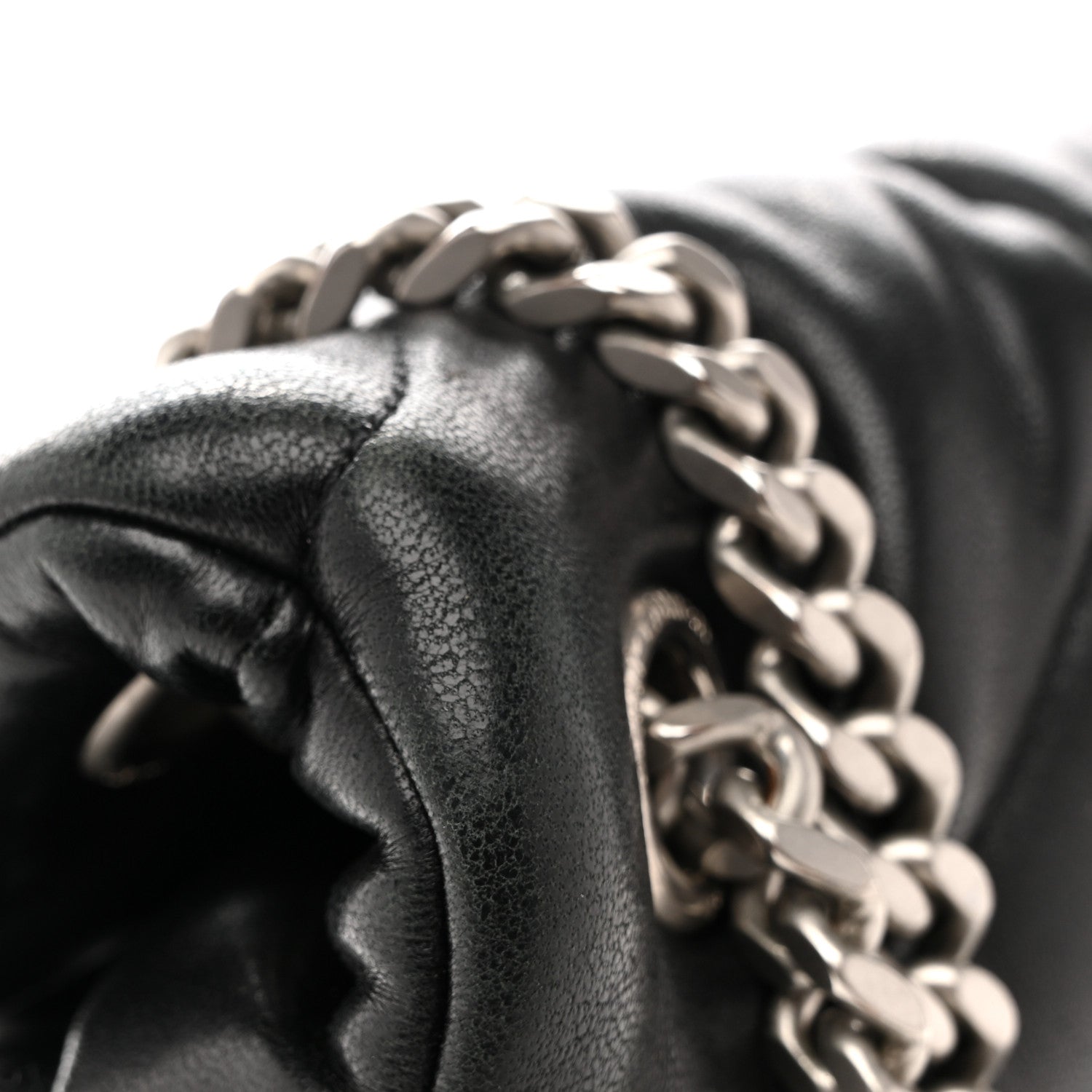 Saint Laurent Lambskin Quilted Medium Loulou Puffer Monogram Chain Satchel Black 11 of 15