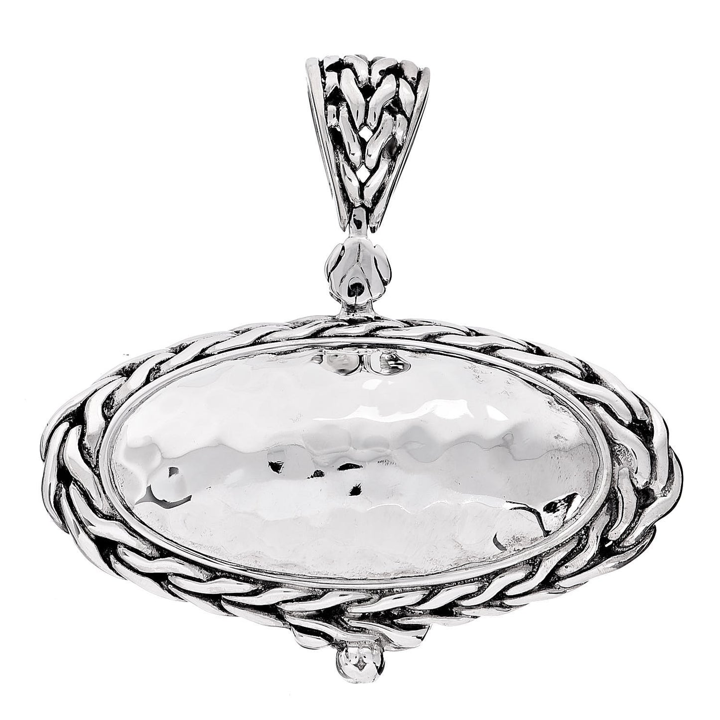 Sterling Silver Oval Palu Hammered Pendant