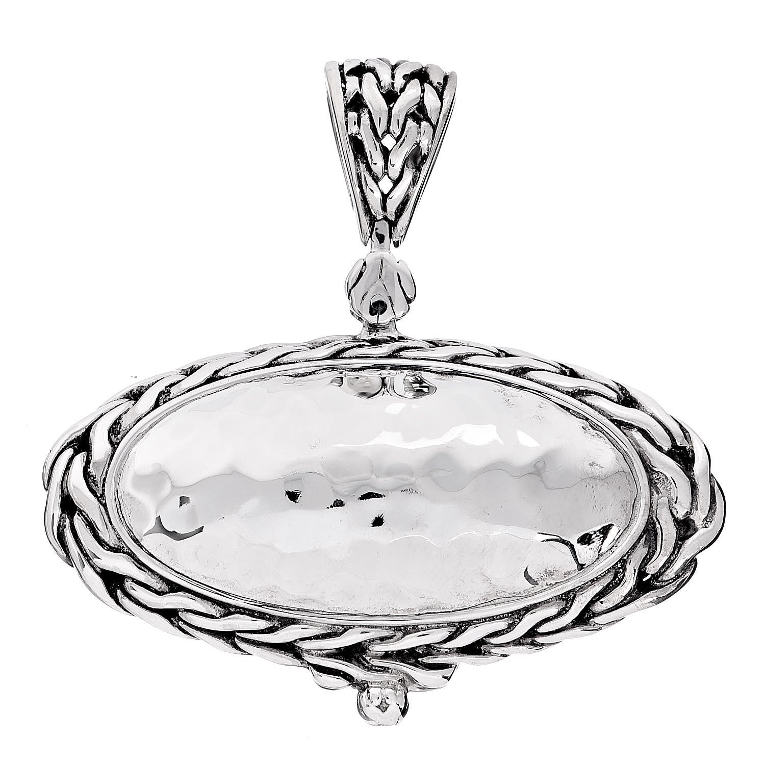 John Hardy Sterling Silver Oval Palu Hammered Pendant 1 of 8