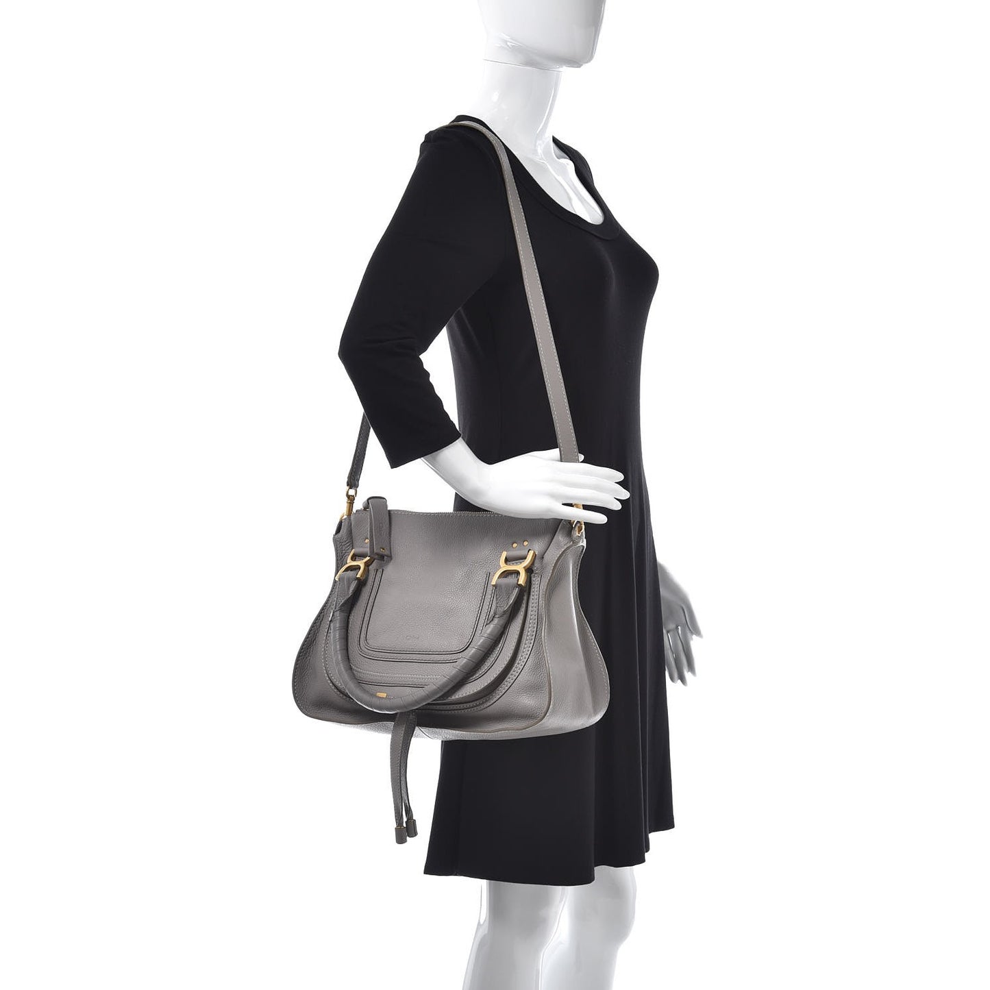 Calfskin Medium Marcie Satchel Cashmere Grey