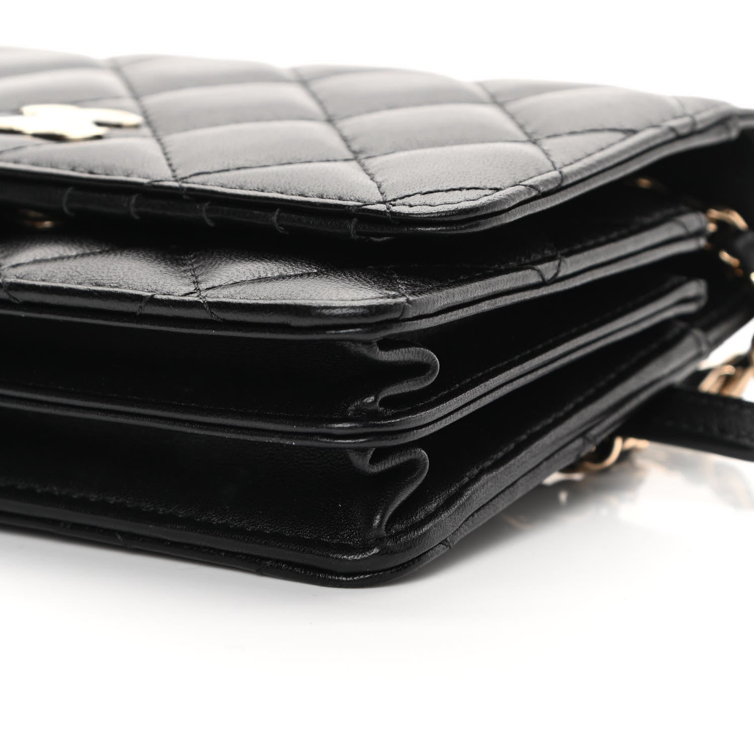 Chanel Lambskin Quilted Mini Camellia Bow Wallet On Chain WOC Black 10 of 14