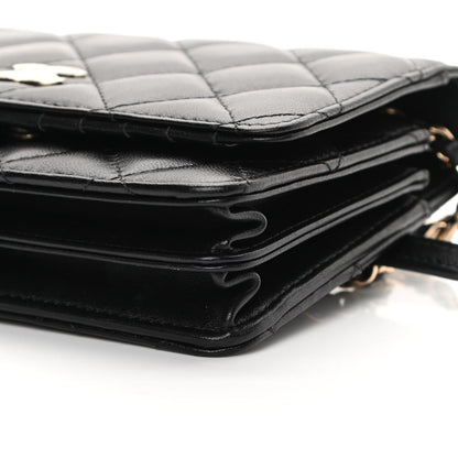 Chanel Lambskin Quilted Mini Camellia Bow Wallet On Chain WOC Black 10 of 14