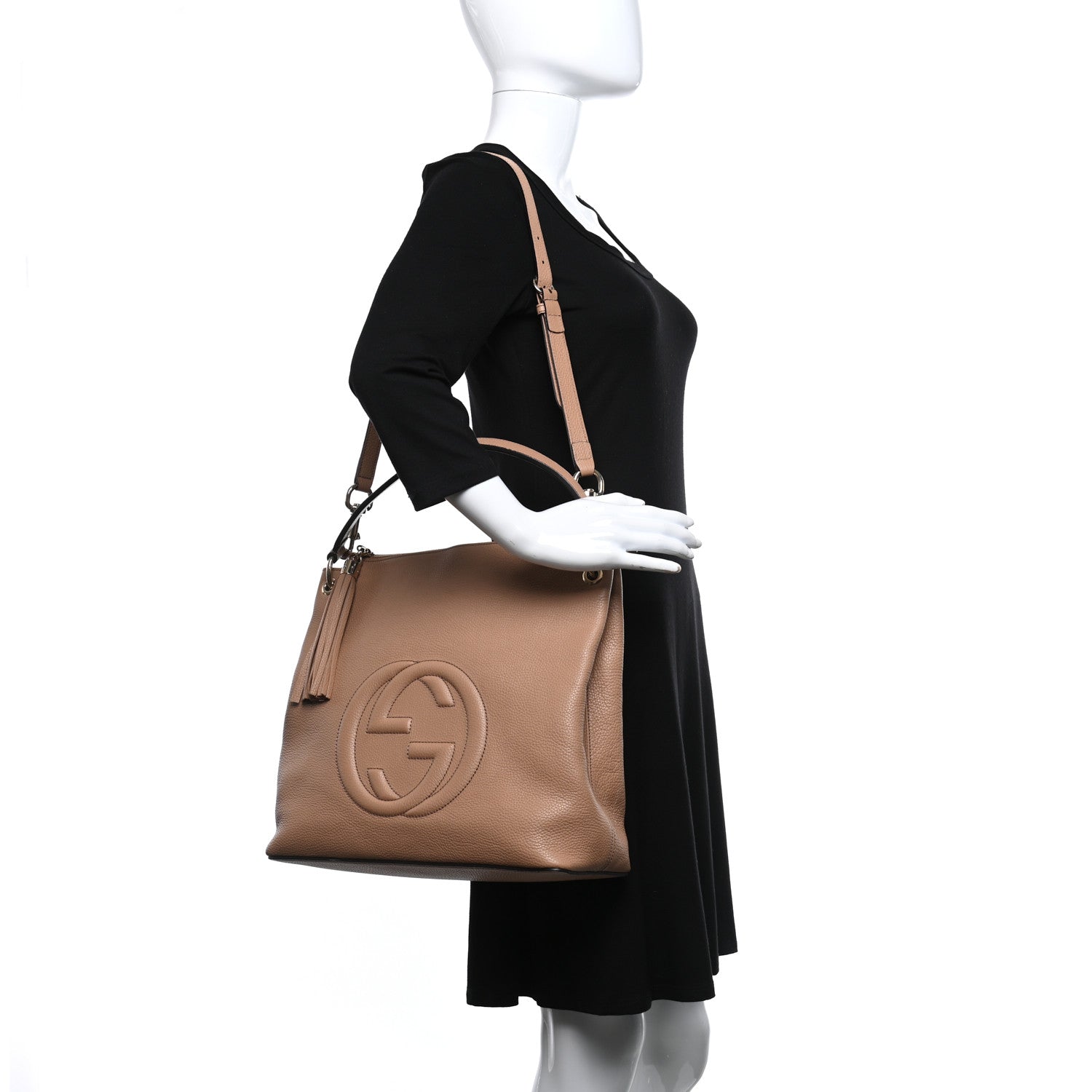 Gucci Pebbled Calfskin Large Soho Hobo Camelia 2 of 12