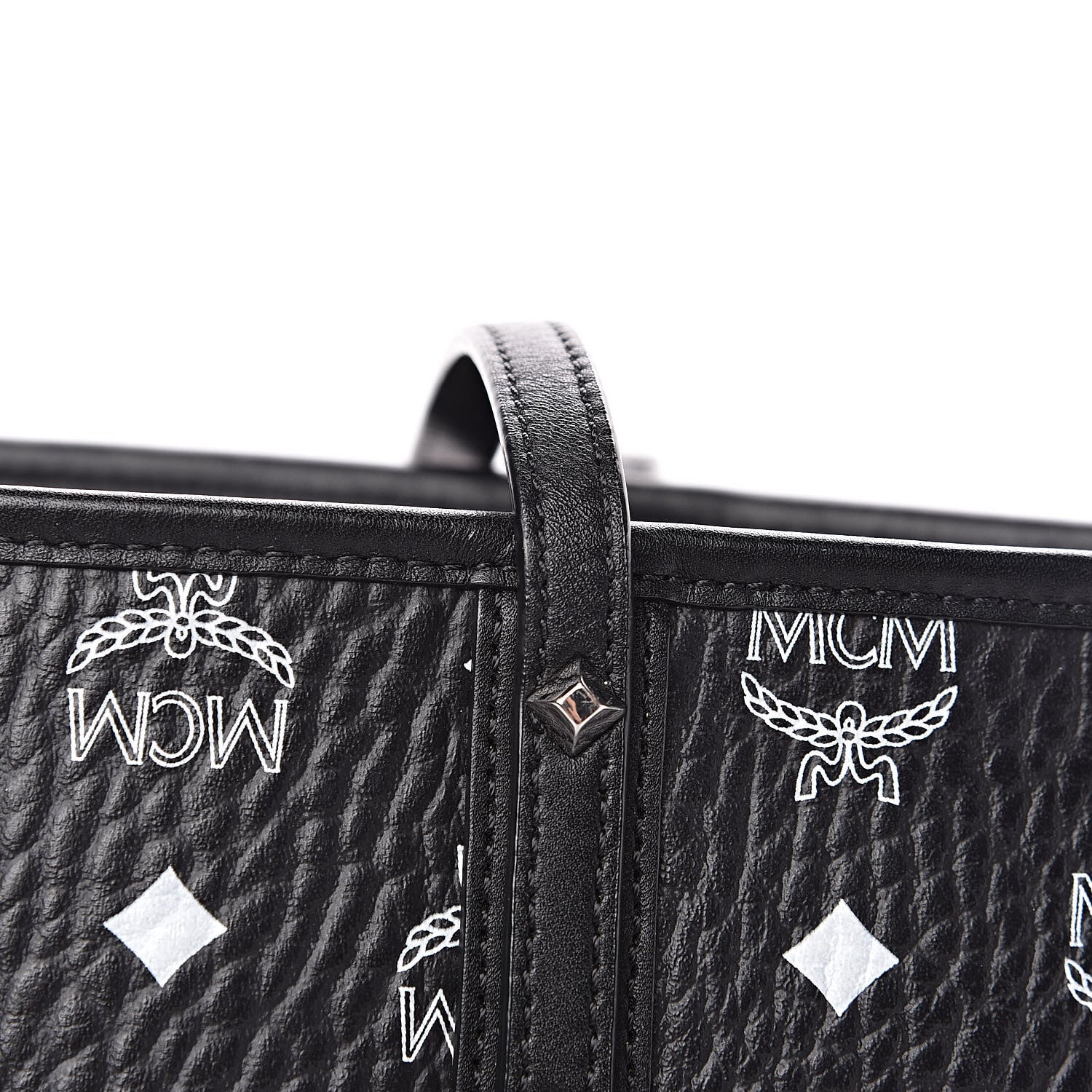 MCM Visetos Medium Anya Zip Top Shopper Tote Black 13 of 14