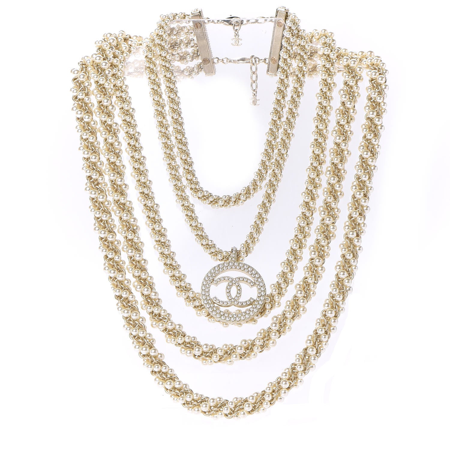 Chanel Pearl CC Long Multistrand Necklace Gold 3 of 6