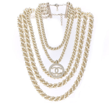 Chanel Pearl CC Long Multistrand Necklace Gold 3 of 6
