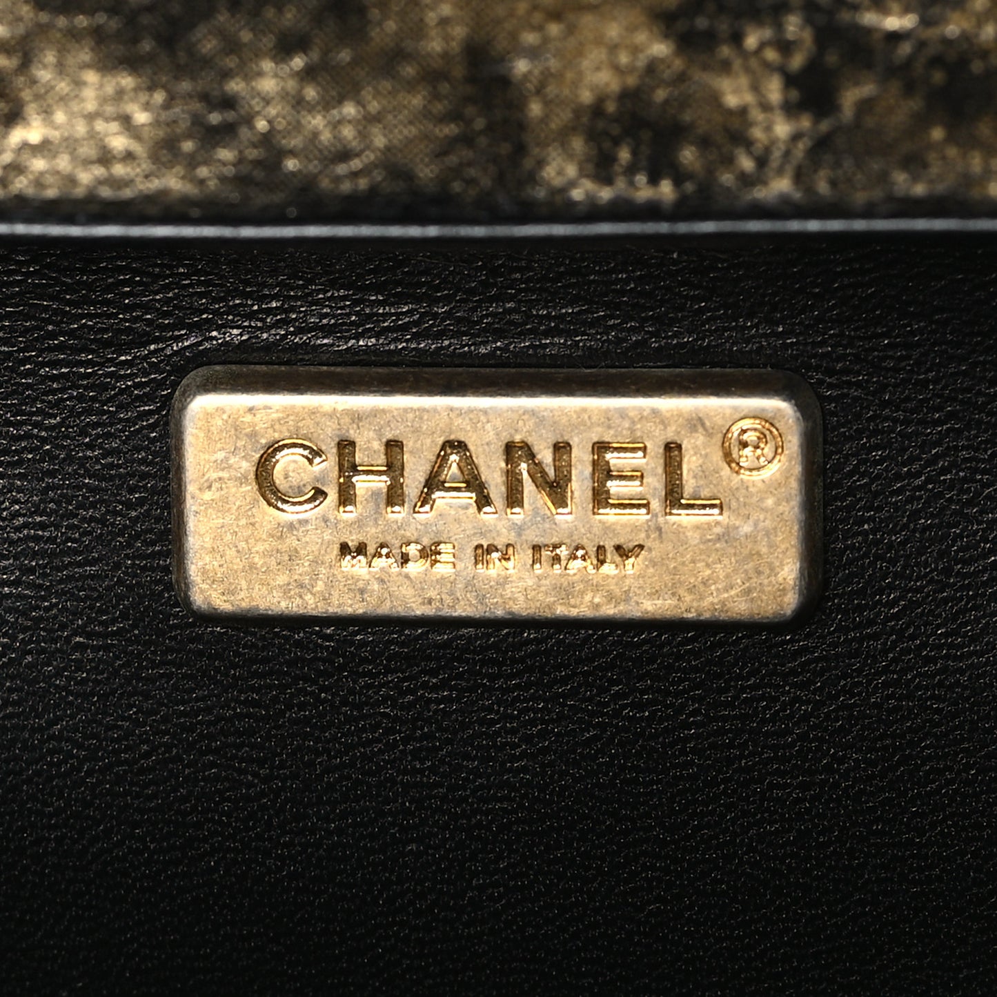 Metallic Crumpled Goatskin Chevron Quilted Reissue Clutch Bag Black Gold