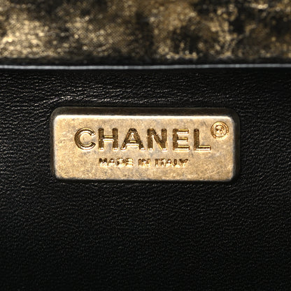 Chanel Metallic Crumpled Goatskin Chevron Quilted Reissue Clutch Bag Black Gold 6 of 11
