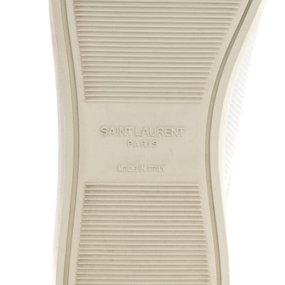 Saint Laurent Perforated Calfskin Cheetah Print Andy Low Top Sneakers 38.5 White Black 7 of 14
